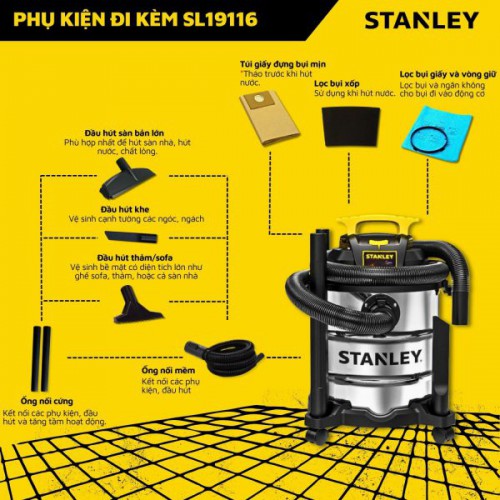 Máy hút bụi Công nghiệp 3 chức năng 23L Stanley SL19116 (3000W – 4HP)