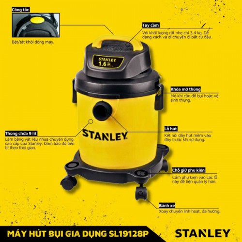 MÁY HÚT BỤI GIA DỤNG 2 CHỨC NĂNG 9L STANLEY SL19128P (1200W – 1.6HP)