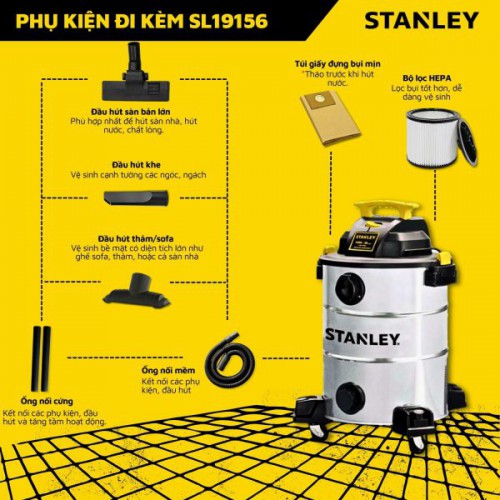 Máy hút bụi Công nghiệp 3 chức năng 38L Stanley SL19156 (4000W – 5,5HP)