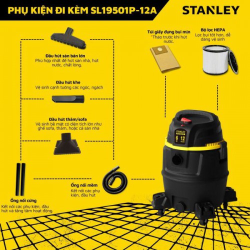 Máy hút bụi Công nghiệp 3 chức năng 45L Stanley SL19501P-12A (4500W – 6HP)